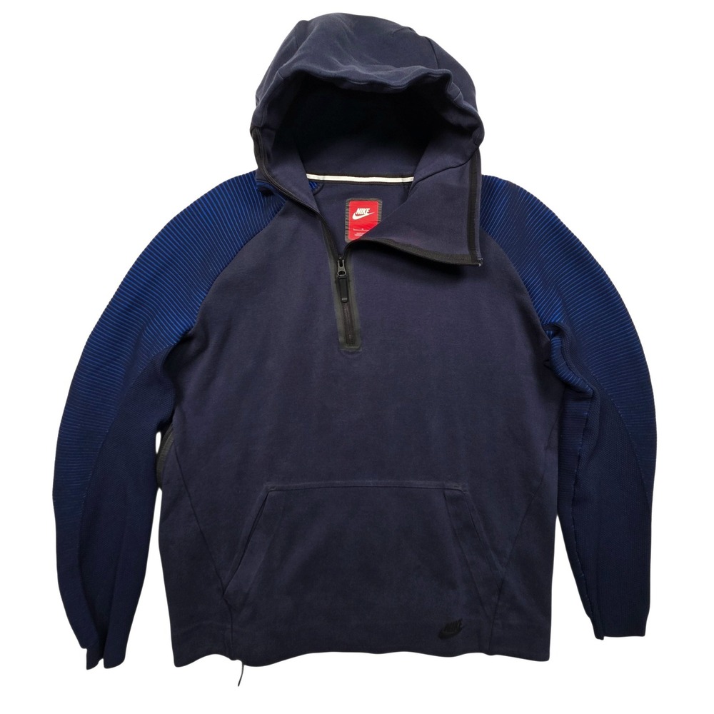 Nike Tech Fleece Dynamic Reveal Half Zip Hoodie Men Large Blue 805655-451 Ribbed